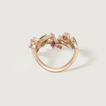 خاتم فيستا المرصع بالألماس والأحجار الكريمة من الذهب الوردي عيار 18 قيراط