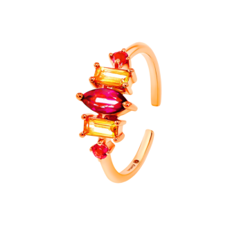 خاتم فايروركس سباركس ميدي القابل للتعديل مع أحجار كريمة ملونة