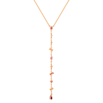 قلادة فايروركس سباركس من الذهب الوردي عيار 18 قيراط على شكل Y مرصعة بالألماس وأحجار كريمة ملونة