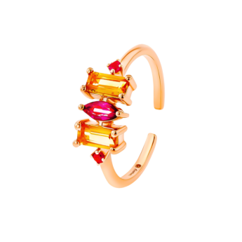 خاتم فايروركس سباركس ميدي القابل للتعديل من الذهب الوردي عيار 18 قيراط مرصع بأحجار كريمة ملونة 
