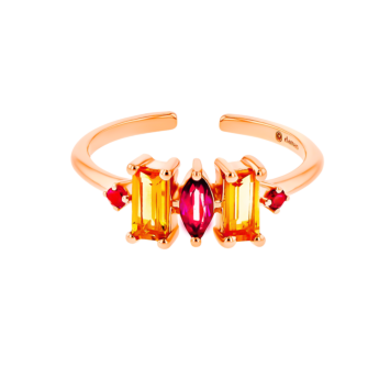 خاتم فايروركس سباركس ميدي القابل للتعديل من الذهب الوردي عيار 18 قيراط مرصع بأحجار كريمة ملونة 