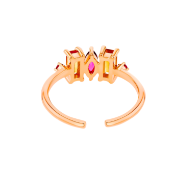 خاتم فايروركس سباركس ميدي القابل للتعديل من الذهب الوردي عيار 18 قيراط مرصع بأحجار كريمة ملونة 