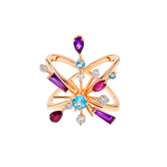Fireworks Aerial Semi Precious Ring in 18K Rose Gold