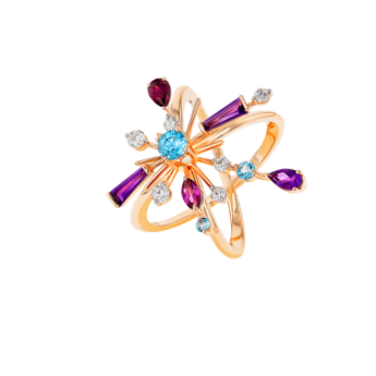 Fireworks Aerial Semi Precious Ring in 18K Rose Gold