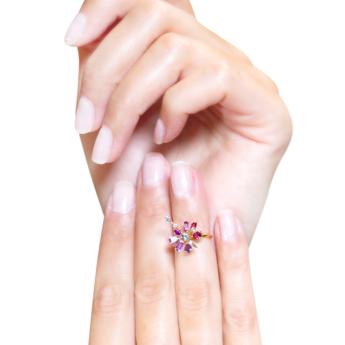 Fireworks Flare Semi Precious  Nail Ring in 18K Rose Gold