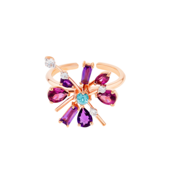 Fireworks Flare Semi Precious  Nail Ring in 18K Rose Gold