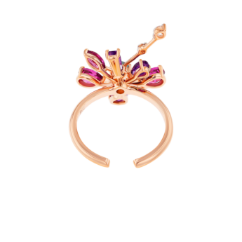 Fireworks Flare Semi Precious  Nail Ring in 18K Rose Gold