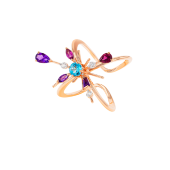 Fireworks Aerial Semi Precious  Nail Ring in 18K Rose Gold