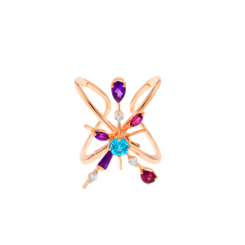 Fireworks Aerial Semi Precious  Nail Ring in 18K Rose Gold