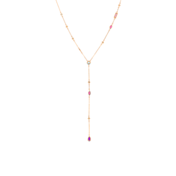 Fireworks Aerial Semi Precious Y Necklace in 18K Rose Gold