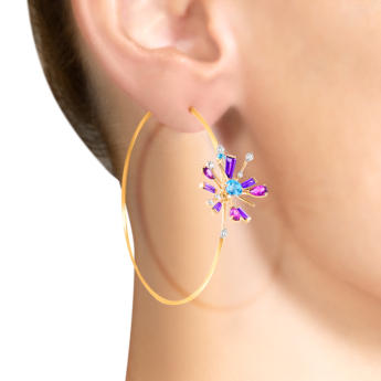 Fireworks Flare Semi Precious Hoop Earrings in 18K Rose Gold