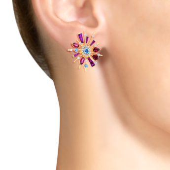 Fireworks Flitter Semi Precious Stud Earrings in 18K Rose Gold