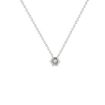 Gaia Hexagon Diamond Pendant Chain In 18K White Gold
