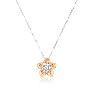 Heart To Heart  Star Flower Pendant Chain White and Rose Gold 