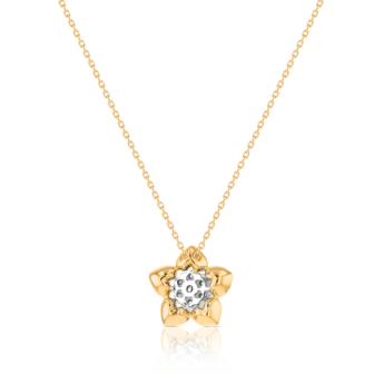 Heart to Heart Star Flower Pendant Chain Yellow Gold 