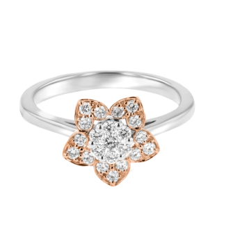 Heart To Heart Star Flower Ring White and Rose Gold 