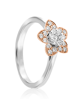 Heart To Heart Star Flower Ring White and Rose Gold 
