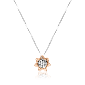 Heart To Heart Star Flower Pendant Chain White and Rose Gold 