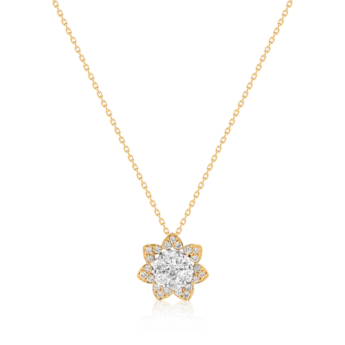 Heart To Heart Star Flower Pendant Chain Yellow Gold 