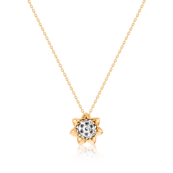 Heart To Heart Star Flower Pendant Chain Yellow Gold 