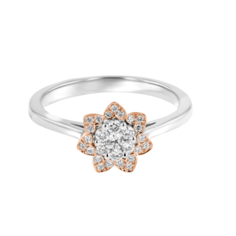 Heart To Heart Star Flower Ring White and Rose Gold 