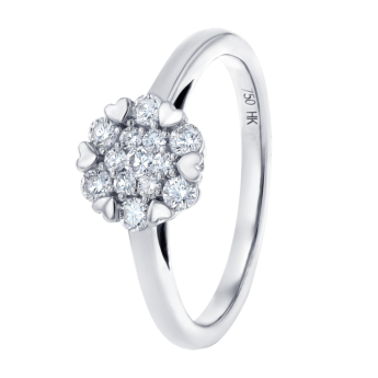 H2H  Ring in 18K White  Gold Studded  with  Diamonds