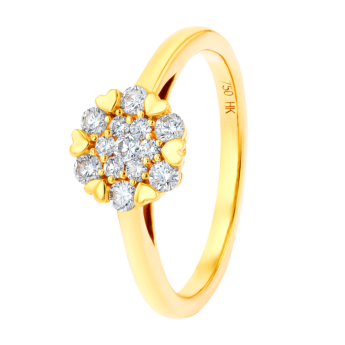H2H  Ring  in 18K Yellow Gold Studded  with  Diamonds