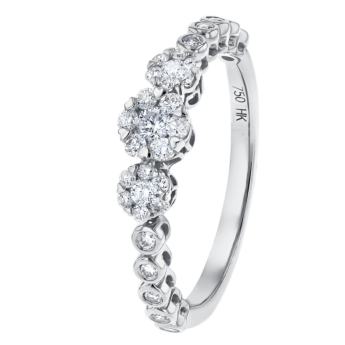 H2H Ring in 18K White  Gold Studded with Diamonds