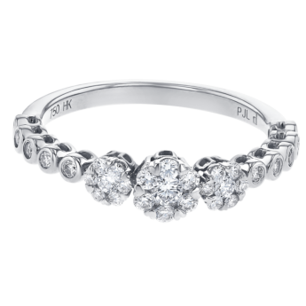 H2H Ring in 18K White  Gold Studded with Diamonds