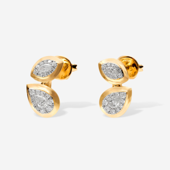 Illusion Round Soli 18k Yellow Gold Diamond Earrings