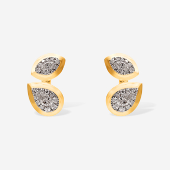 Illusion Round Soli 18k Yellow Gold Diamond Earrings