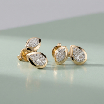 Illusion Round Soli 18k Yellow Gold Diamond Earrings