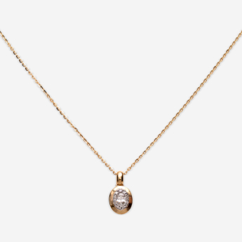 Illusion Round Soli 18k Yellow Gold Diamond Pendant Necklace