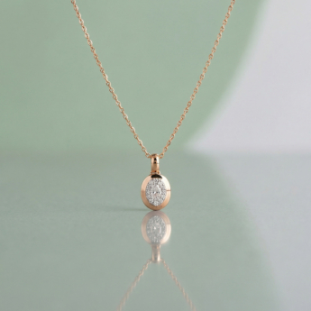 Illusion Round Soli 18k Yellow Gold Diamond Pendant Necklace