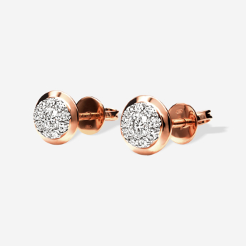 Illusion Round Soli 18k Yellow Gold Diamond Earrings
