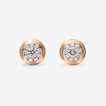 Illusion Round Soli 18k Yellow Gold Diamond Earrings