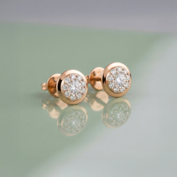 Illusion Round Soli 18k Yellow Gold Diamond Earrings