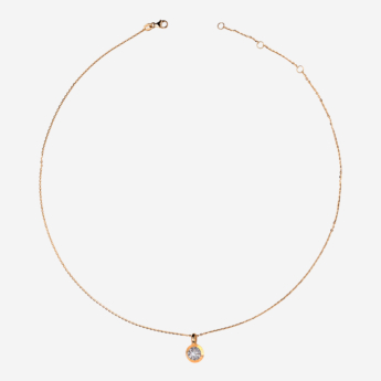 Illusion Round Soli 18k Yellow Gold Diamond Pendant Necklace