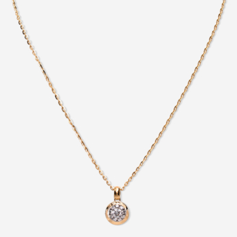 Illusion Round Soli 18k Yellow Gold Diamond Pendant Necklace