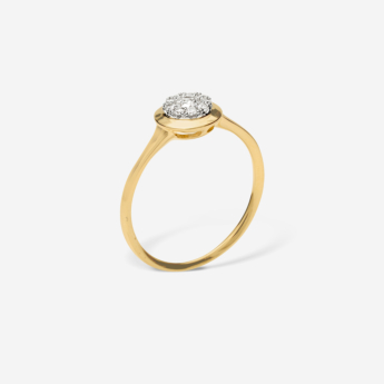 Illusion Round Soli 18k Yellow Gold Diamond Ring