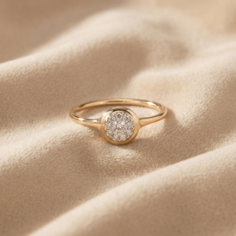 Illusion Round Soli 18k Yellow Gold Diamond Ring