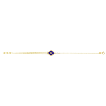 Kiku Arabiya 18k Yellow Gold Bracelet With Electric Blue and White Mother of Pearl and White Freshwater Pearl