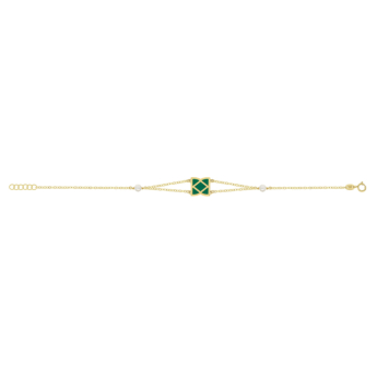 Kiku Arabiya 18k Yellow Gold Bracelet With Green and White Mother of Pearl and White Freshwater Pearl