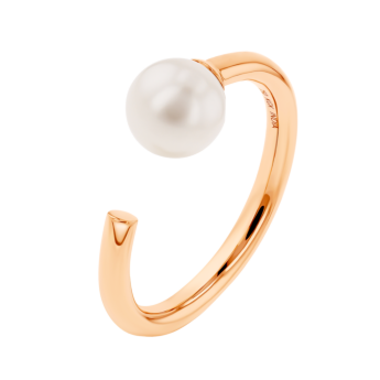 Kiku Glow Open Ring in 18K Rose Gold With a Freshwater Pearl