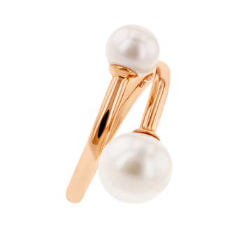 Kiku Glow Open Ring in 18K Rose Gold With Two Freshwater Pearls