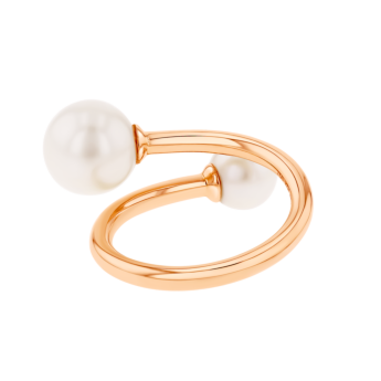 Kiku Glow Open Ring in 18K Rose Gold With Two Freshwater Pearls