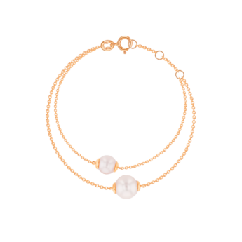 Kiku Glow Two Layered Bracelet in 18K Rose Gold With Two Freshwater Pearls