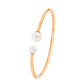 Kiku Glow Bangle in 18K Rose Gold With Two Freshwater Pearls