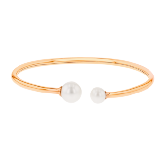Kiku Glow Bangle in 18K Rose Gold With Two Freshwater Pearls