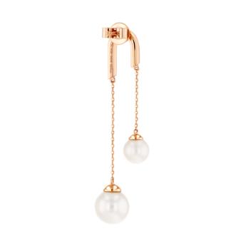 Kiku Glow Earrings in 18K Rose Gold With Two Freshwater Pearls on a Chain